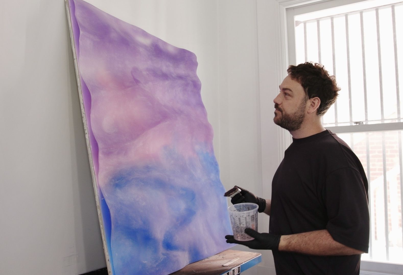 Artist at work during a Bored Peach Club residency