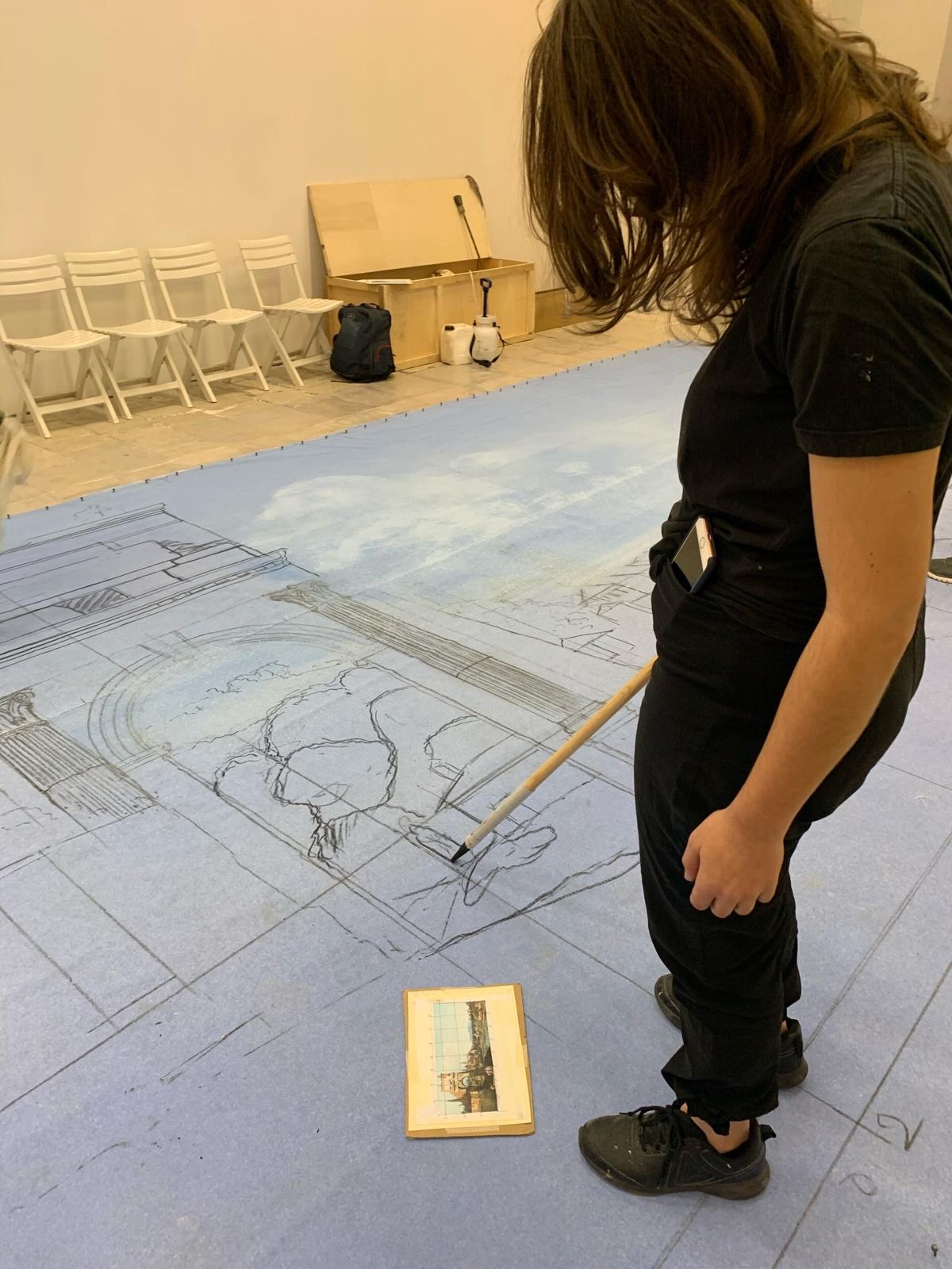 Artist at work during a Bored Peach Club residency