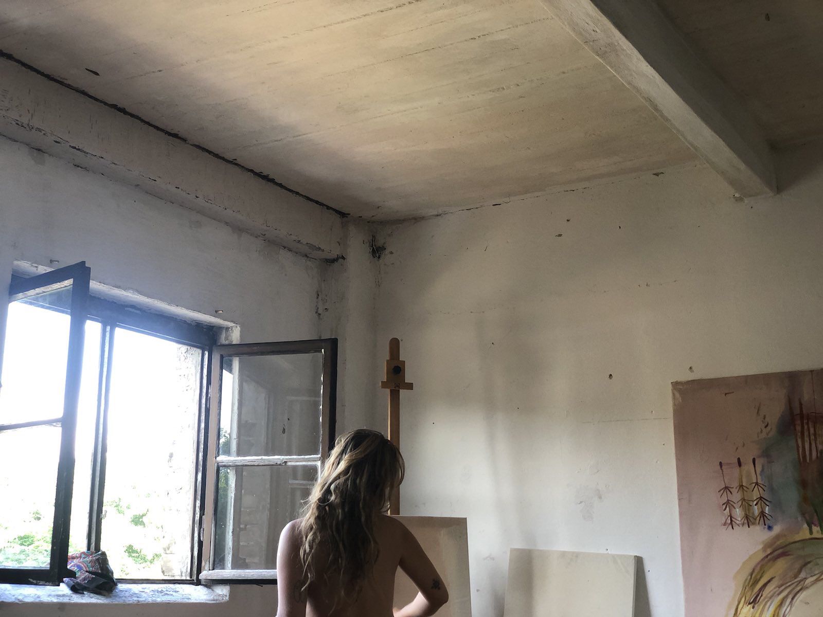 Artist at work during a Bored Peach Club residency