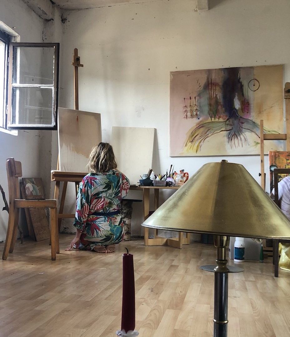 Artist at work during a Bored Peach Club residency