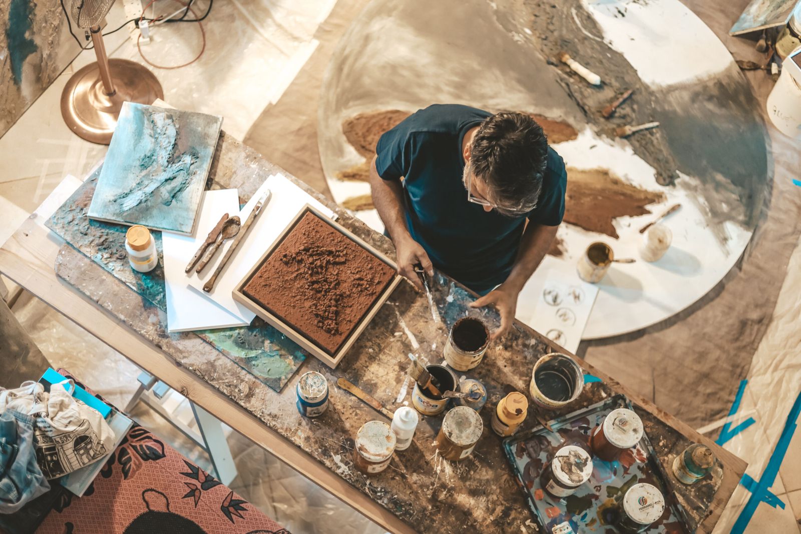 Artist at work during a Bored Peach Club residency